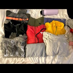 VS pink hoodies and zip ups